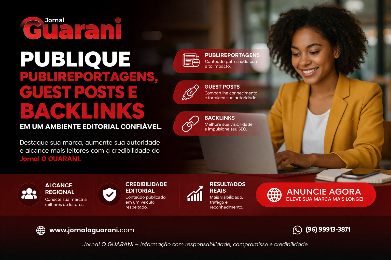 Publique artigos publicit&aacute;rios no Jornal O Guarani