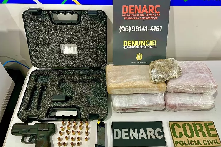 Em Macapá, PC prende duas pessoas em flagrante e apreende drogas, arma de fogo e munições