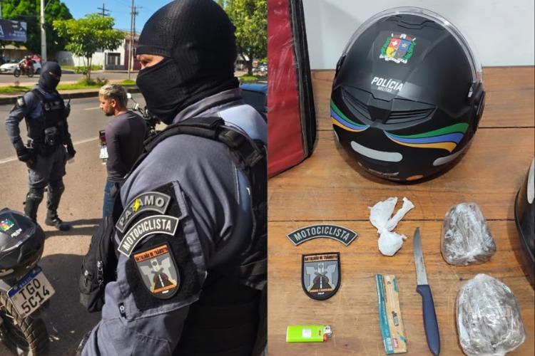 Dois suspeitos com material supostamente ilícito são apreendidos durante patrulhamento da equipe motorizada do Batalhão de Trânsito