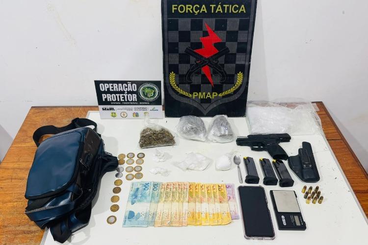 Batalhão de Força Tática apreende arma de fogo, drogas e munições após confronto com indivíduo armado