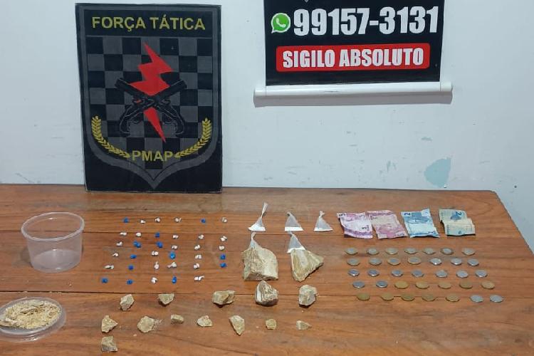 Ações do Batalhão de Força Tática no fim de semana resultam em duas prisões por tráfico e mandado em aberto