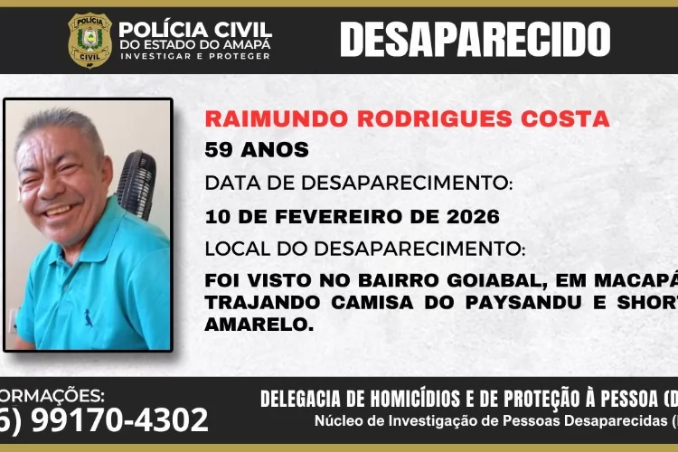 Polícia Civil pede a colaboração da população para localizar homem desaparecido     