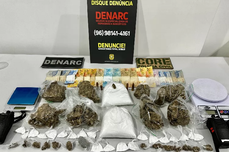 Em Macapá, PC prende irmãos em flagrante e apreende drogas, munições e dinheiro