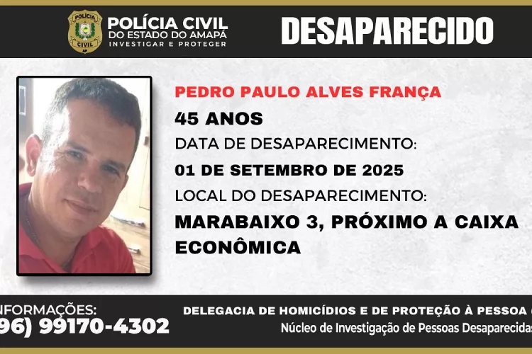 Polícia Civil pede a colaboração da população para localizar homem desaparecido   