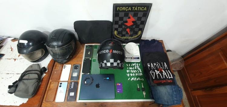 Batalhão de Força Tática prende três pessoas por tráfico de drogas, roubo e outros crimes em Macapá