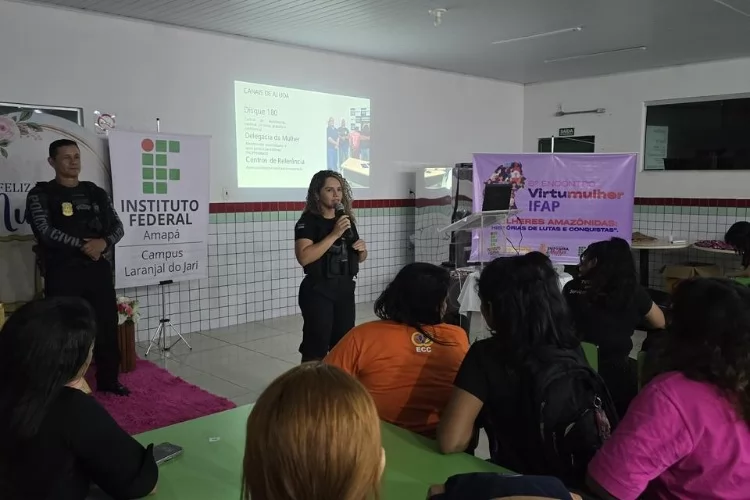 Em Laranjal do Jari, PC realiza palestra sobre combate à violência contra a mulher e feminicídio no Ifap
