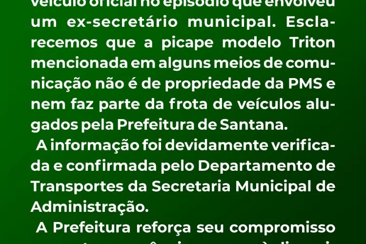 Nota Oficial | Sobre o carro apreendido em Santana