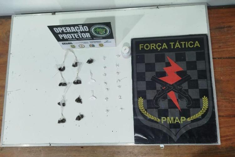 Força Tática prende dois homens por tráfico de drogas e cumprimento de mandado durante operação em Macapá